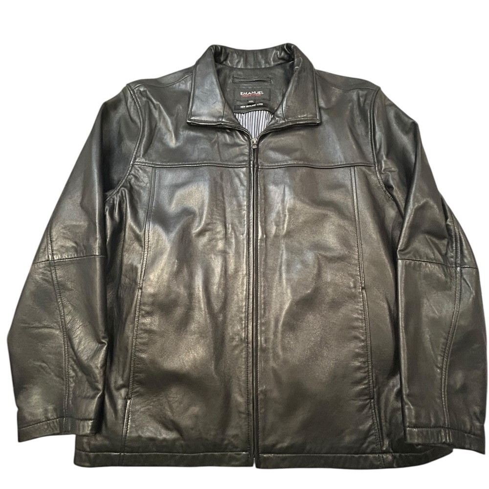 Emanuel Ungaro Men’s New Zealand Lamb Leather Moto Zip Bomber Jacket XXL